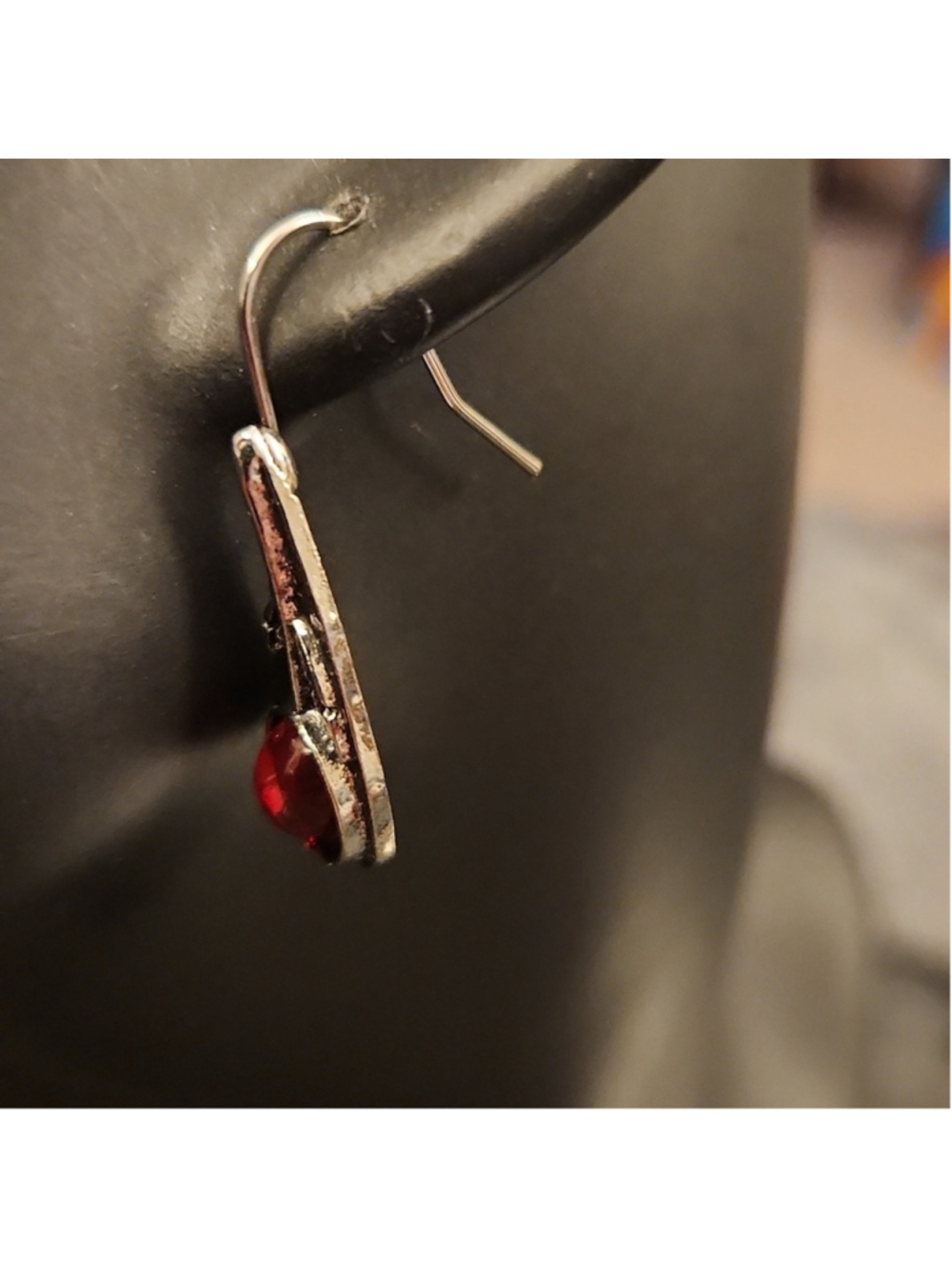 Teardrop Crimson Drop Earrings - Picture 4 of 8